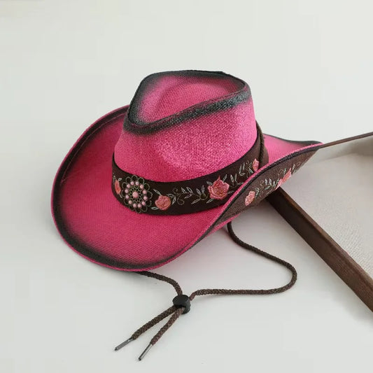 2026 Embroidery Horse Accessories Straw Cowboy Hat for Women Men – Western Sun Hat for Country Concert Rodeo and Cowgirl Hat