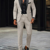 Men's New Fashion Business Casual Two-piece, Comfortable and Breathable Slim-fit Side Slit Single-button Suit Jacket+trousers