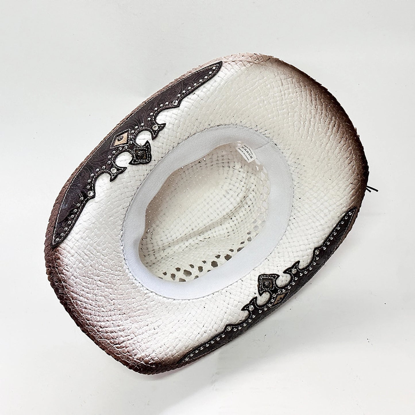 Vintage-Inspired Western Straw Cowboy Hat with Concho Band - Unisex Rodeo Cowgirl Style - MANDOTOS INTERNATIONAL