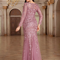 2024 Hot Sale Mermaid Evening Dresses O-Neck Full Sleeve Tulle Embroidery Long Party Gown Elegant Formal Dress