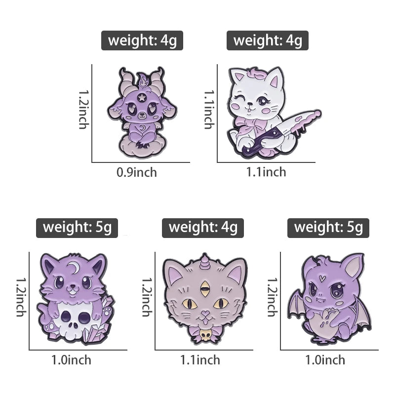 Animal 5-7pcs/Set Enamel Pins Penguin Bat Bee Owl Metal Brooches Fashion Lapel Badge Backpack Clothes Jewelry Gift for friends - MANDOTOS