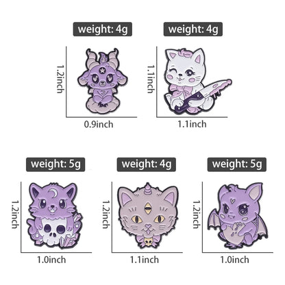 Animal 5-7pcs/Set Enamel Pins Penguin Bat Bee Owl Metal Brooches Fashion Lapel Badge Backpack Clothes Jewelry Gift for friends - MANDOTOS