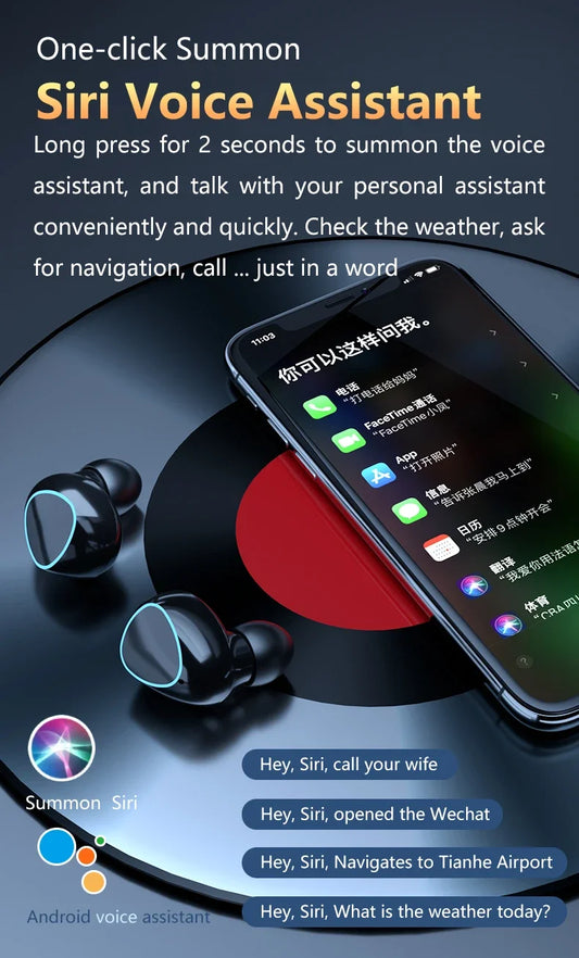 M10 TWS Bluetooth Headphones 3500mAh Charging Box Wireless Earphones With Microphone 9D Stereo Sports Waterproof Earbuds Headset