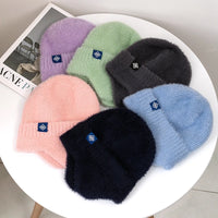 Hot Sale Women Earflap Winter Hat Candy Colors Fashion Faux Fur Knitted Hat Kpop Style Soft Beanie Hats Female Streetwear Cap