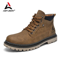 Handmade Men Boots Ankle Winter Leather Shoes Autumn Outdoor Hiking Boots Sneakers Hombres Botas High Top Footwear Anti Slip MANDOTOS