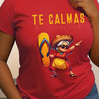 Mexican Mama Print T-Shirt for Women - Casual Short Sleeve Round Neck Polyester Knit Fabric Top H-Fit Regular Fit