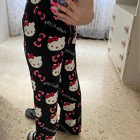 Y2K Hello Kitty Pajamas Pants Sanrio Anime Women's Pajama Pants Cartoon Couple Home Sleepwear Trousers Leisure Home Clothing MANDOTOS