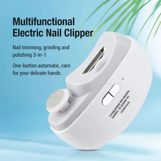 Electric Nail Clipper Grinding and Polishing with Light Automatic Nail Trimmer Rechargeable Nail Cutter Manicure for Baby Adult - MANDOTOS