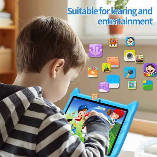 BDF 7 Inch Kid Tablet Android 13, 4GB RAM 64GB ROM,1TB Expand,5G WiFi,4000MAH Battery,Dual Camera, Children's Gift Kids Software - MANDOTOS