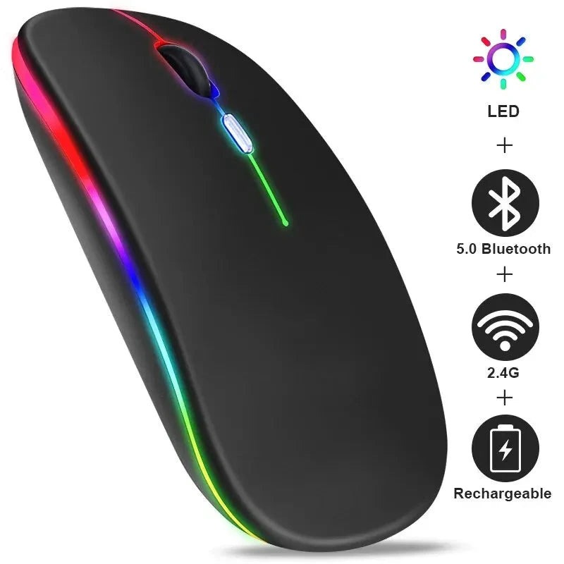Wireless Mouse RGB Rechargeable Bluetooth Mice Wireless Computer Mause LED Backlit Ergonomic Gaming Mouse for Laptop PC 3600DPI MANDOTOS