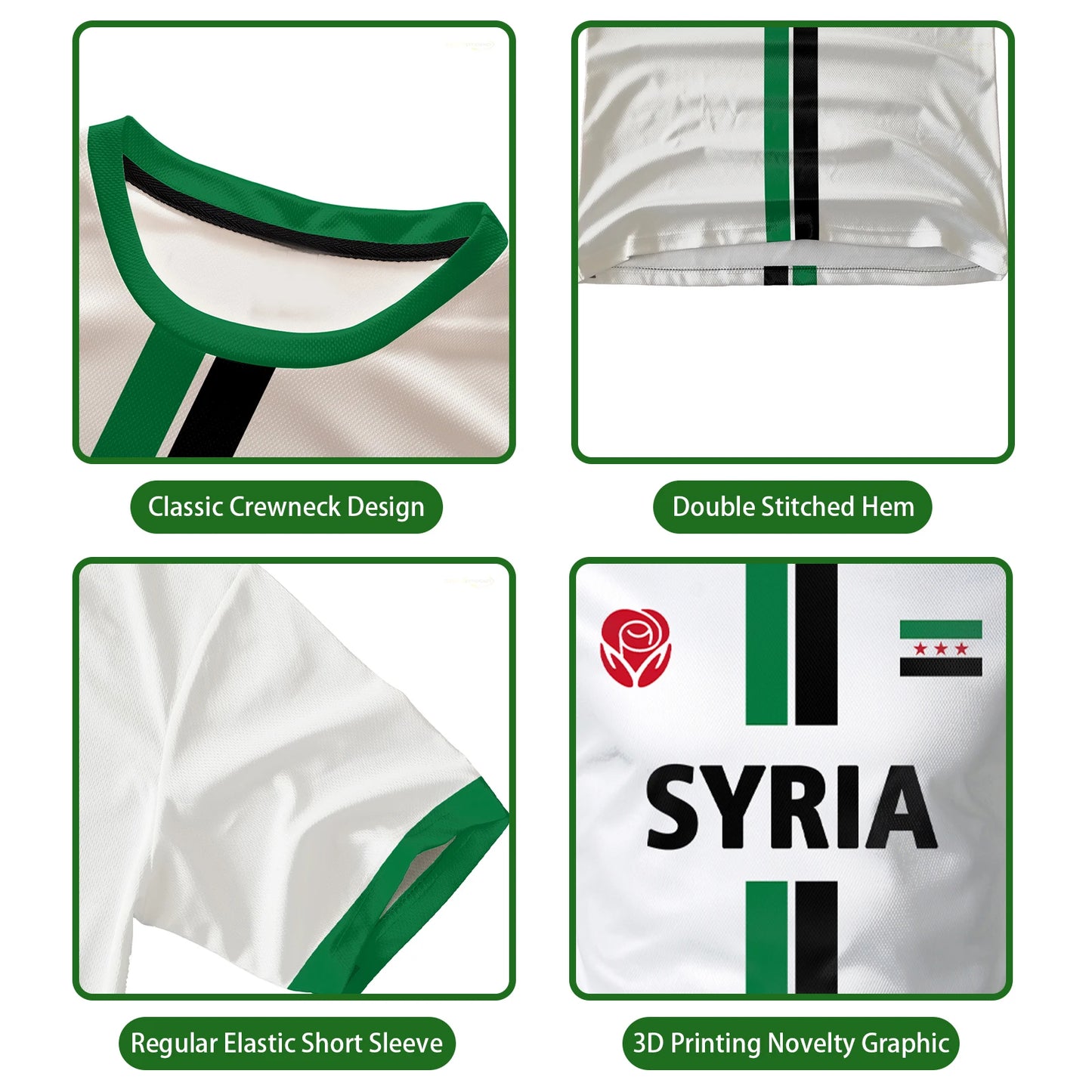 Syrian Flag Map Print Football T-Shirt - Men's & Kid's Summer Tops - MANDOTOS INTERNATIONAL