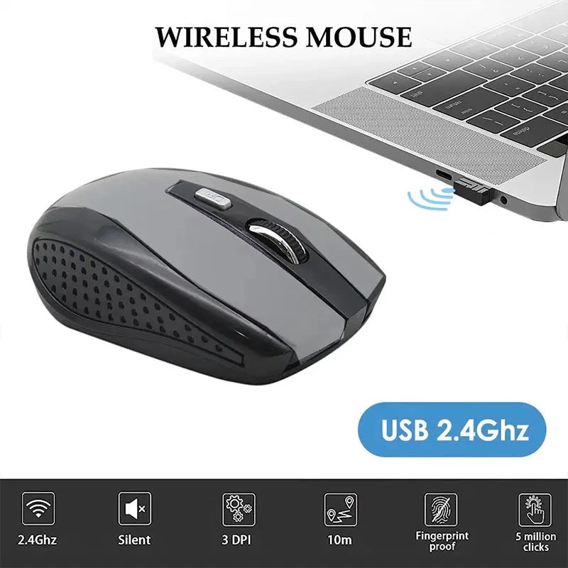 2.4G Wireless Mouse Bluetooth Mouse Ergonomic 800/1200/1600DPI 6 Mute Buttons Mouse For MacBook Tablet Laptops Computer PC MANDOTOS