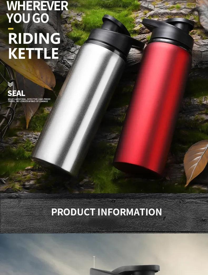 Portable Water Bottle Bicycle Riding Drinking Water Bottle Outdoor Sport Travel Mug Metal Stainless Steel Bottle MANDOTOS
