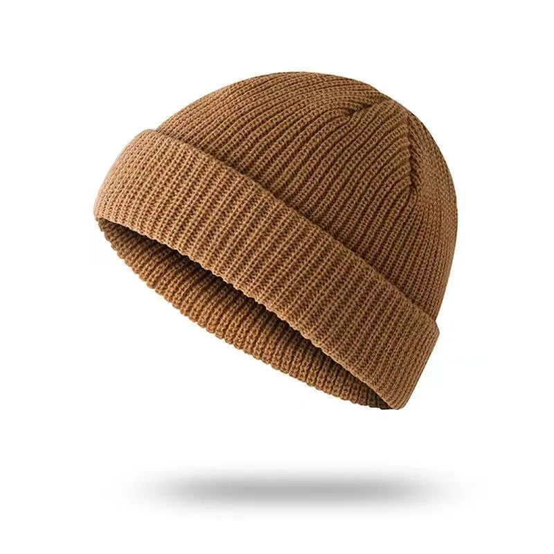 Winter Knitted Hat Warm Outdoor Sport Cold Protection Running Beanie Cap Elastic Thermal Cycling Skull Roll-up Cuffed Cap
