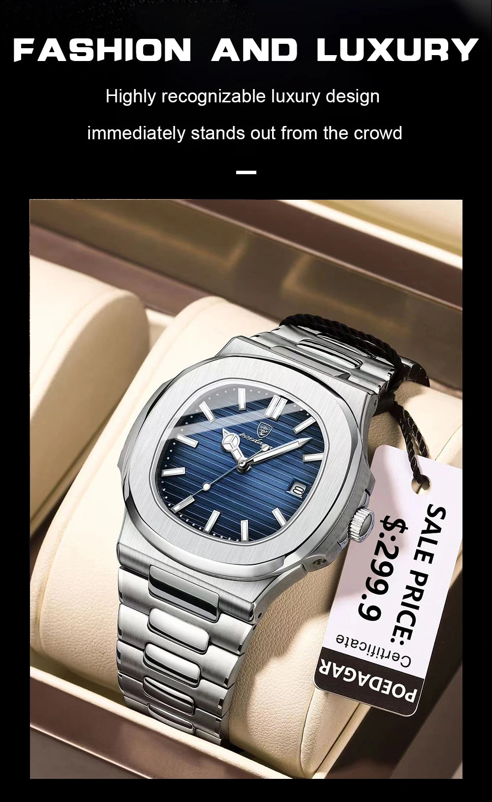 POEDAGAR Top Luxury Brand Man Watch Sports Waterproof Luminous Date Men Wristwatch Square Dial Quartz Men's Watches High Quality - MANDOTOS