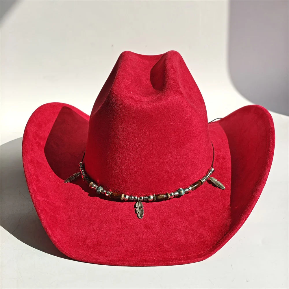 New Big Brim Cowgirl Cowboy Vegan Suede Hat Felt Fedora Hat for Women Men Classic and Fashionable All-match Hat sombrero vaquero