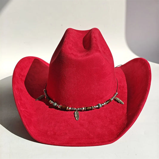 New Big Brim Cowgirl Cowboy Vegan Suede Hat Felt Fedora Hat for Women Men Classic and Fashionable All-match Hat sombrero vaquero