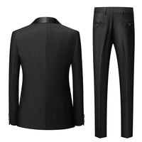 Black Men Autumn Wedding Party Three Pieces Set Large Size Male Blazer Coat Pants and Vest Fashion Slim Fit Suit