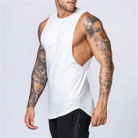 Men's Gym Clothing Summer Fitness Cotton Tank Top Men Jogging Bodybuilding Sleeveless Shirt Breathable O-Neck Casual Muscle Vest MANDOTOS