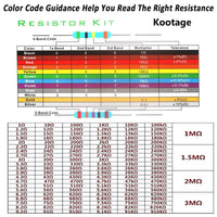 300/600pcs 1% Resistor Set Resistance 1/4W Metal Film Resistors Kit 10Ohm ~1M Ohm 30Values Electronic Components Kit