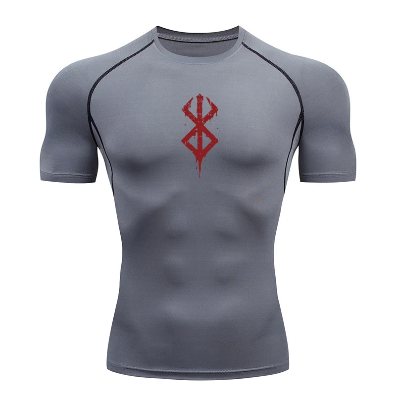 Men's Print Compression Shirts Summer Short Sleeve Rash Guard Gym Workout T-shirt Athletic Quick Dry Baselayer Undershirts Tops - MANDOTOS