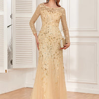 2024 Hot Sale Mermaid Evening Dresses O-Neck Full Sleeve Tulle Embroidery Long Party Gown Elegant Formal Dress