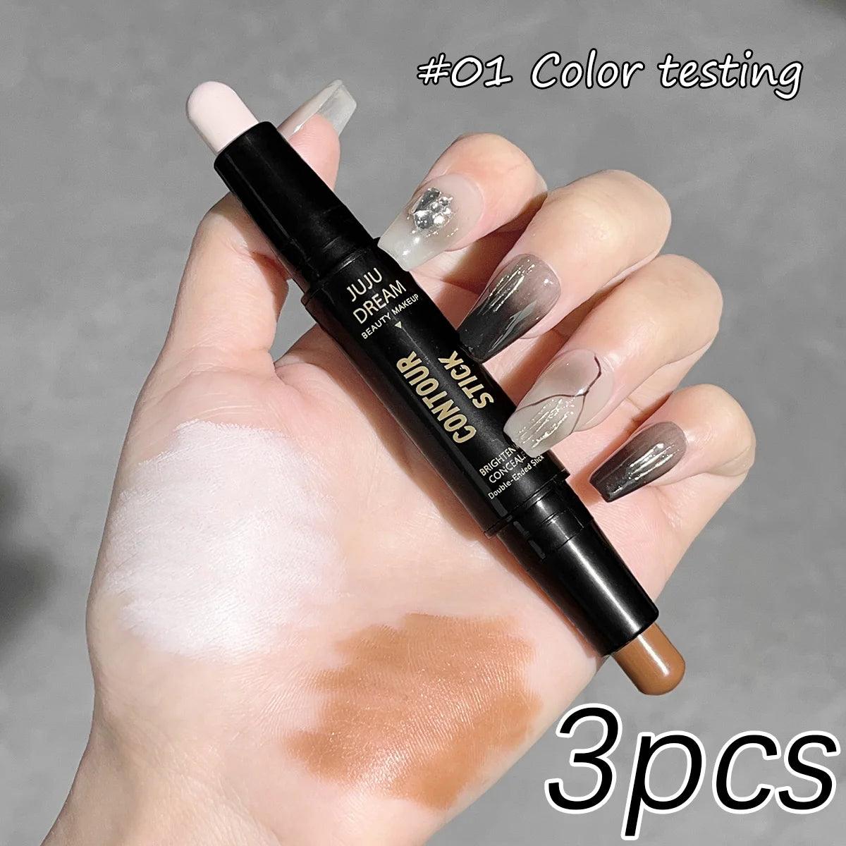 Double Ended Dual Purpose High Light Trimming Stick Three Dimensional Contour Nose Shadow Facial Shape Brighten and Trim - MANDOTOS