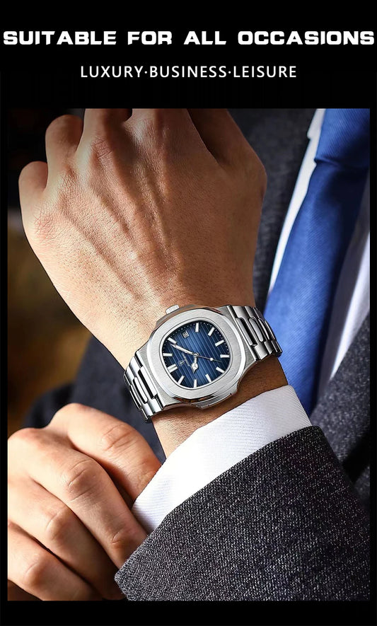 POEDAGAR Top Luxury Brand Man Watch Sports Waterproof Luminous Date Men Wristwatch Square Dial Quartz Men's Watches High Quality - MANDOTOS