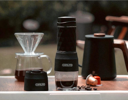 Cafelffe 3 In1 Portable Coffee Machine Hot/Cold Water Manual Espresso Maker For Capsule & Ground Hand Press Brewer hiking Travel - MANDOTOS