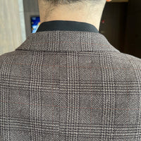 British Korean Style High Quality Modified Plaid Three-Piece Suit for Men - Stylish Business Casual Suit Vest And Trousers Set