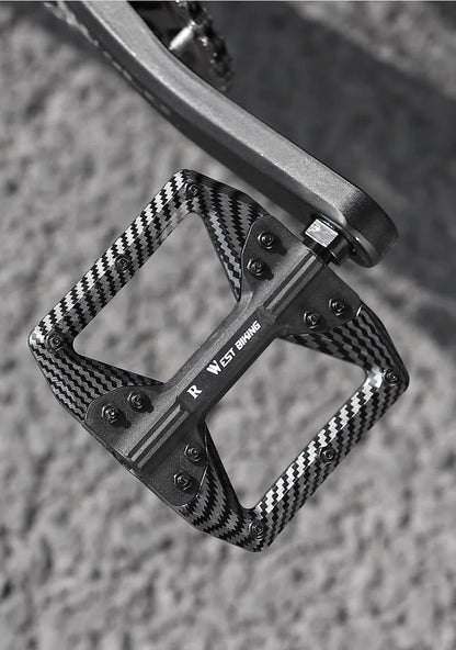 WEST BIKING MTB Integrated Pedals 3 Bearing Ultralight Flat Pedals Aluminum Alloy Nylon Carbon Fiber Coating Specialized Pedals