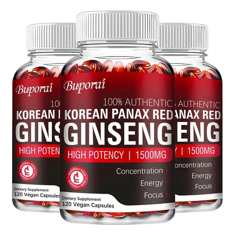 Korean Red Panax Ginseng Capsules - Increases Energy, Mood, Stamina & Performance Supports Mental Health MANDOTOS