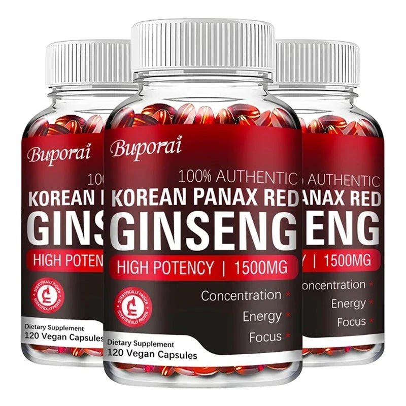 Korean Red Panax Ginseng Capsules - Increases Energy, Mood, Stamina & Performance Supports Mental Health MANDOTOS