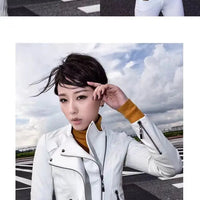 Women's Leather Jacket European and American Fashion Motorcycle Slim Short Leather Jacket Zipper
