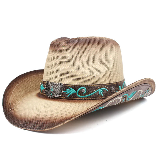 2026 Embroidery Horse Accessories Straw Cowboy Hat for Women Men – Western Sun Hat for Country Concert Rodeo and Cowgirl Hat