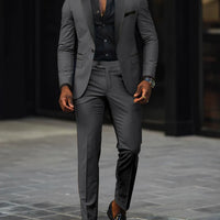 Men's New Fashion Business Casual Two-piece, Comfortable and Breathable Slim-fit Side Slit Single-button Suit Jacket+trousers