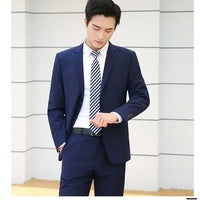 8XL Suit (Blazer+pants) Fashion Business Gentleman Italian Style Slim Solid Color Professional Suit Wedding Groom Best Man Suit