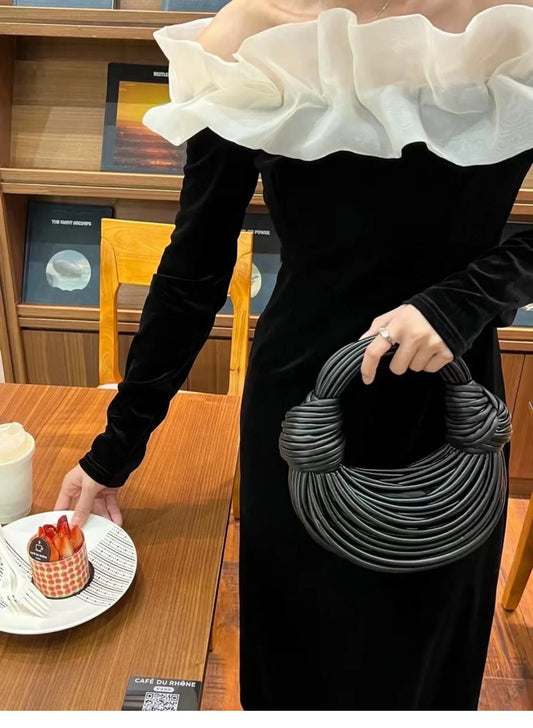 Handbags for Women 2025 New in Gold Luxury Designer Brand Handwoven Noodle Bags Rope Knotted Pulled Hobo Silver Evening Clutch - MANDOTOS