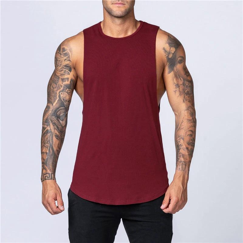 Men's Gym Clothing Summer Fitness Cotton Tank Top Men Jogging Bodybuilding Sleeveless Shirt Breathable O-Neck Casual Muscle Vest MANDOTOS
