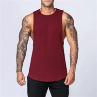 Men's Gym Clothing Summer Fitness Cotton Tank Top Men Jogging Bodybuilding Sleeveless Shirt Breathable O-Neck Casual Muscle Vest MANDOTOS