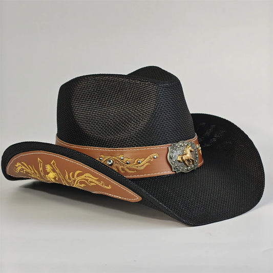2026 Embroidery Horse Accessories Straw Cowboy Hat for Women Men – Western Sun Hat for Country Concert Rodeo and Cowgirl Hat