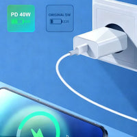 PD 40W Fast Charger For iPhone 16 15 11 12 13 14 Pro Max Plus iPad Air Fast Charging Cable USB C Type C Data Line Phone Charger