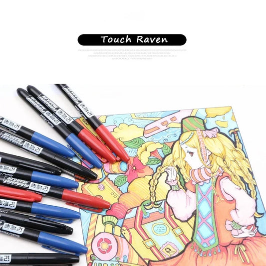 6PCs/Set Permanent Marker Pen Fine Point Waterproof Markers Thin Nib Crude Nib Black Blue Red Ink 1.5mm Fine Color Marker Pens