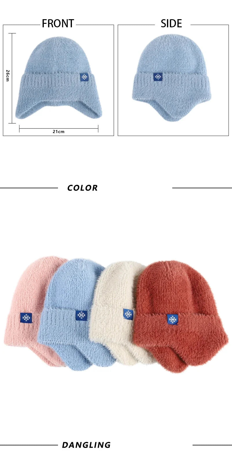 Hot Sale Women Earflap Winter Hat Candy Colors Fashion Faux Fur Knitted Hat Kpop Style Soft Beanie Hats Female Streetwear Cap