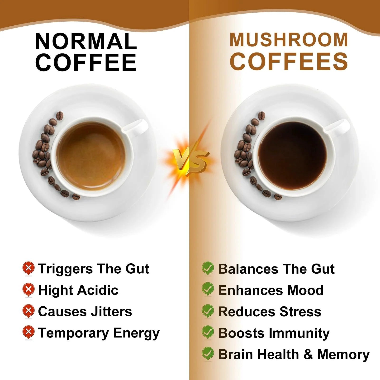Mushroom Coffee - 10 Mushroom Extract Blend for Energy & Immunity - MANDOTOS