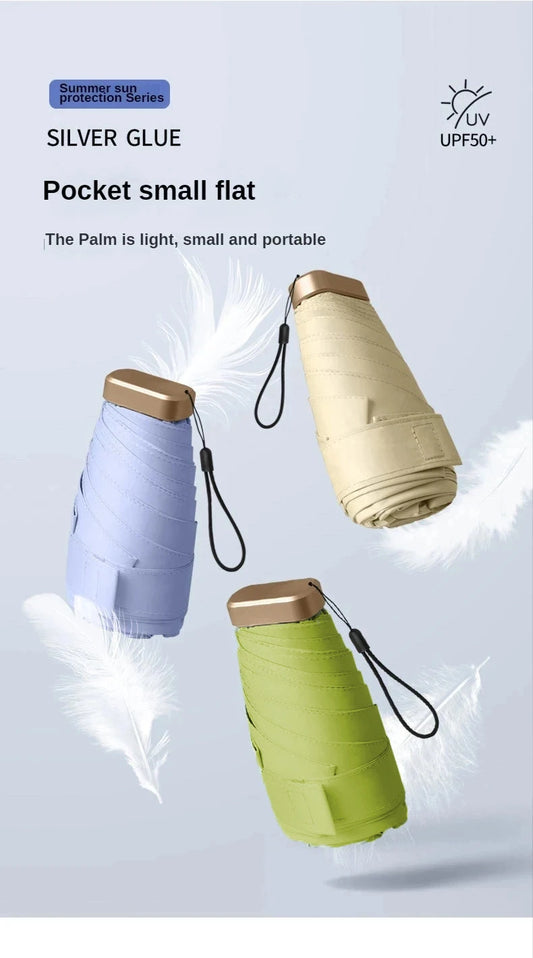1Pc 55% Off Mini Sun Umbrella Pocket Rain Umbrella Vinyl Folding UV Ultraviolet Protection Sun Shade Pocket Parasol Capsule - MANDOTOS