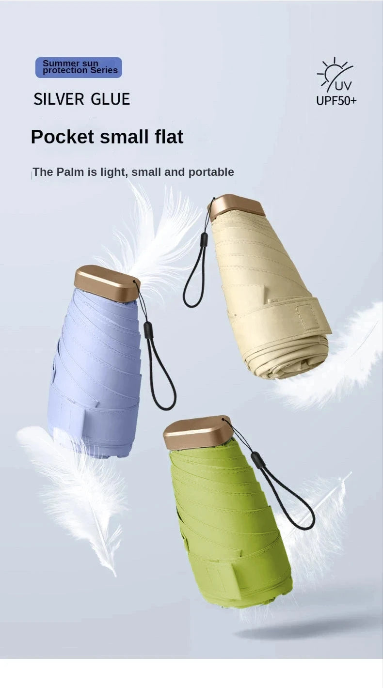 1Pc 55% Off Mini Sun Umbrella Pocket Rain Umbrella Vinyl Folding UV Ultraviolet Protection Sun Shade Pocket Parasol Capsule - MANDOTOS