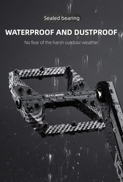 WEST BIKING MTB Integrated Pedals 3 Bearing Ultralight Flat Pedals Aluminum Alloy Nylon Carbon Fiber Coating Specialized Pedals
