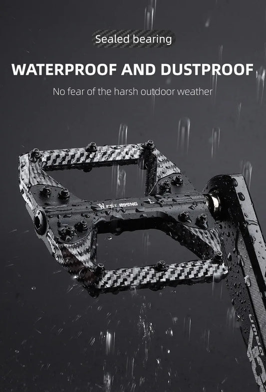 WEST BIKING MTB Integrated Pedals 3 Bearing Ultralight Flat Pedals Aluminum Alloy Nylon Carbon Fiber Coating Specialized Pedals
