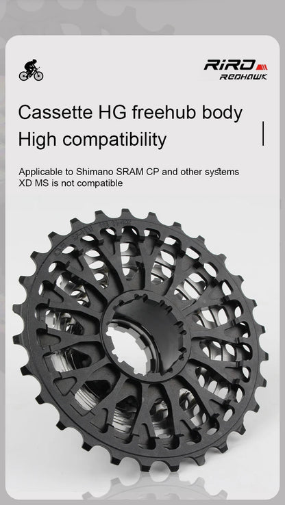 RIRO Road Bike Ultra-light Freewheel 11/12S-28-34T Bicycle CNC Vacuum Plating HG Cassette Hollow Flywheel 11/12V Speed  Sprocket